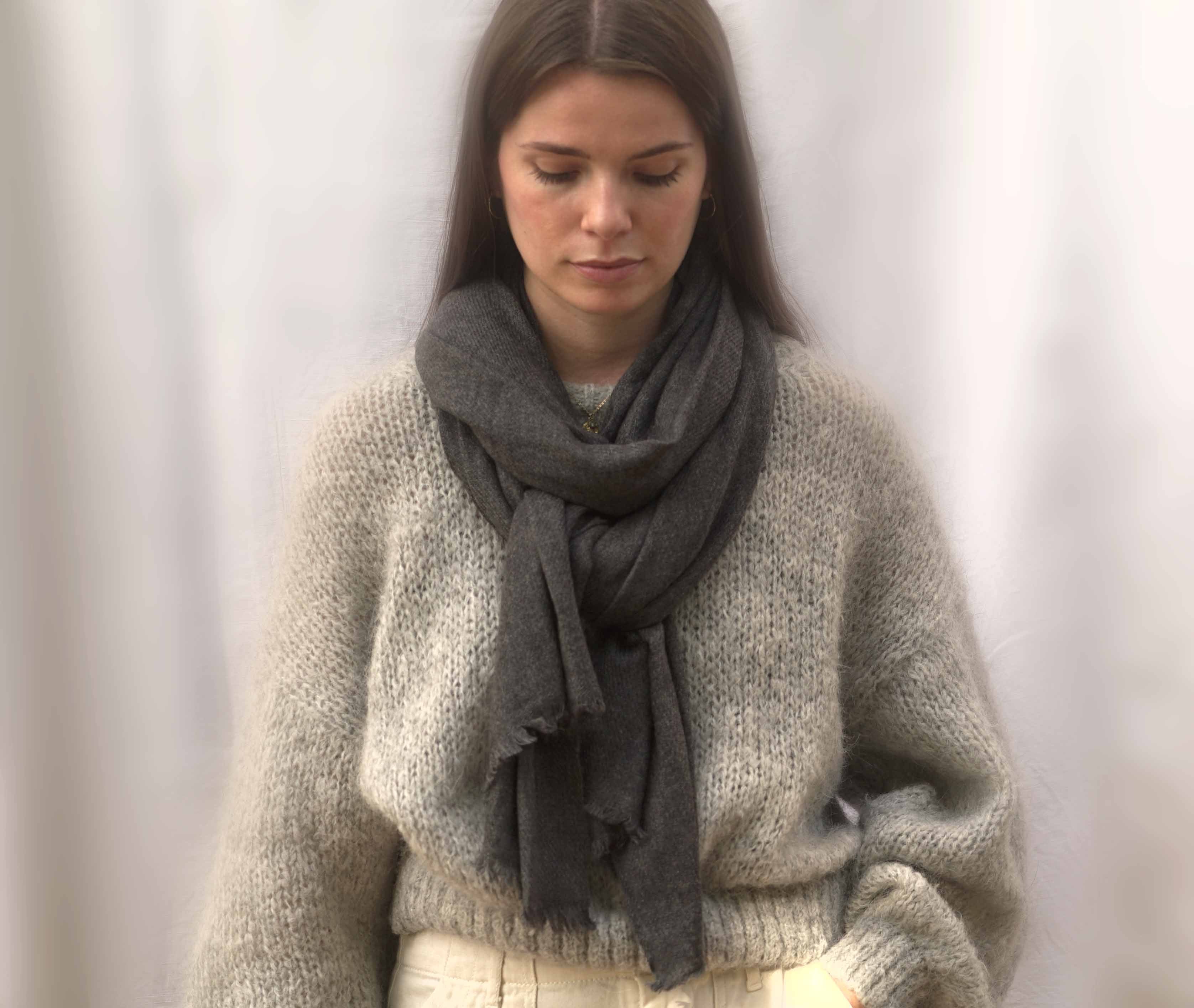 Echarpe en cachemire du Népal - Gris anthracite