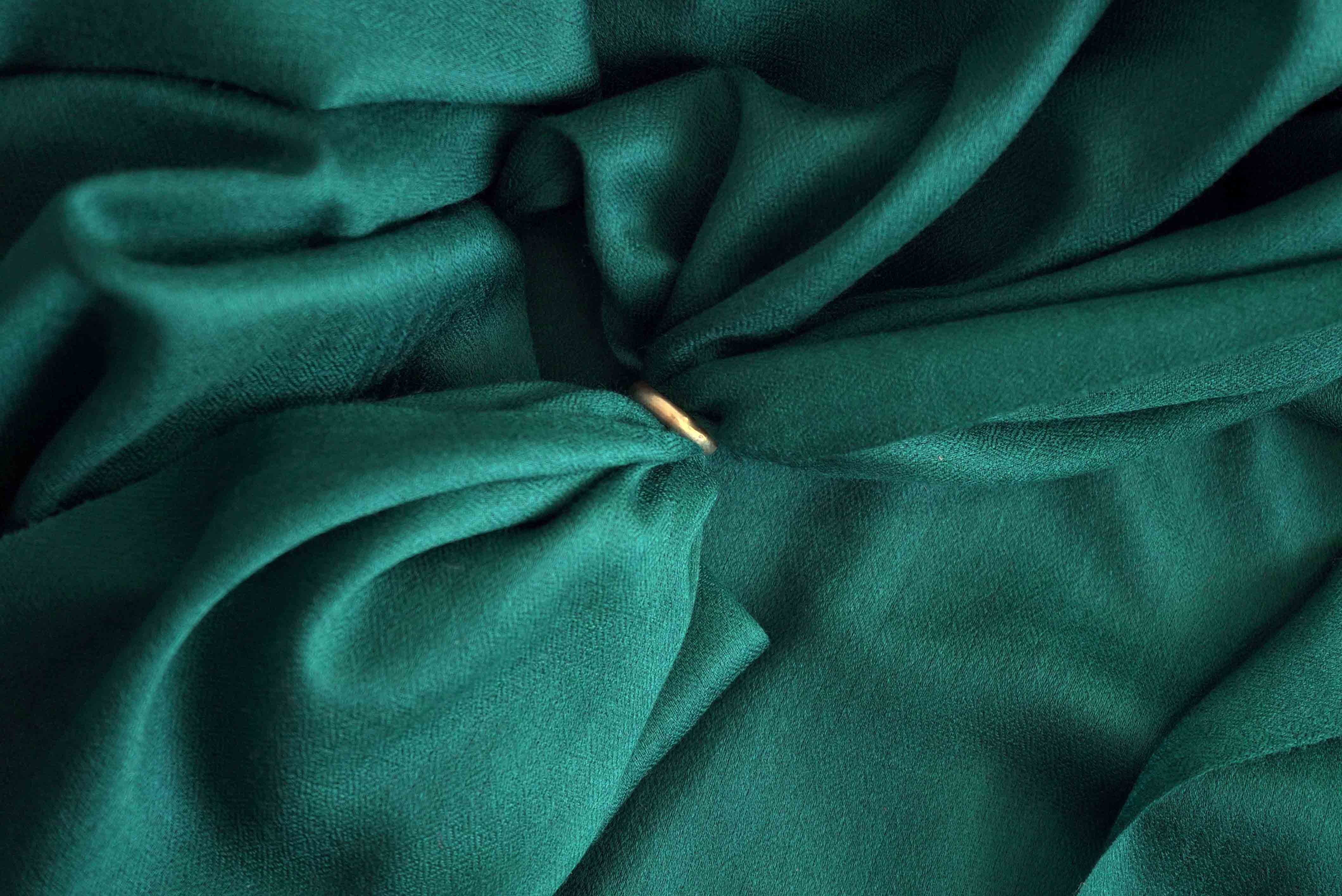 Pashmina 100% cachemire tissage oeil d'oiseau -Vert canard