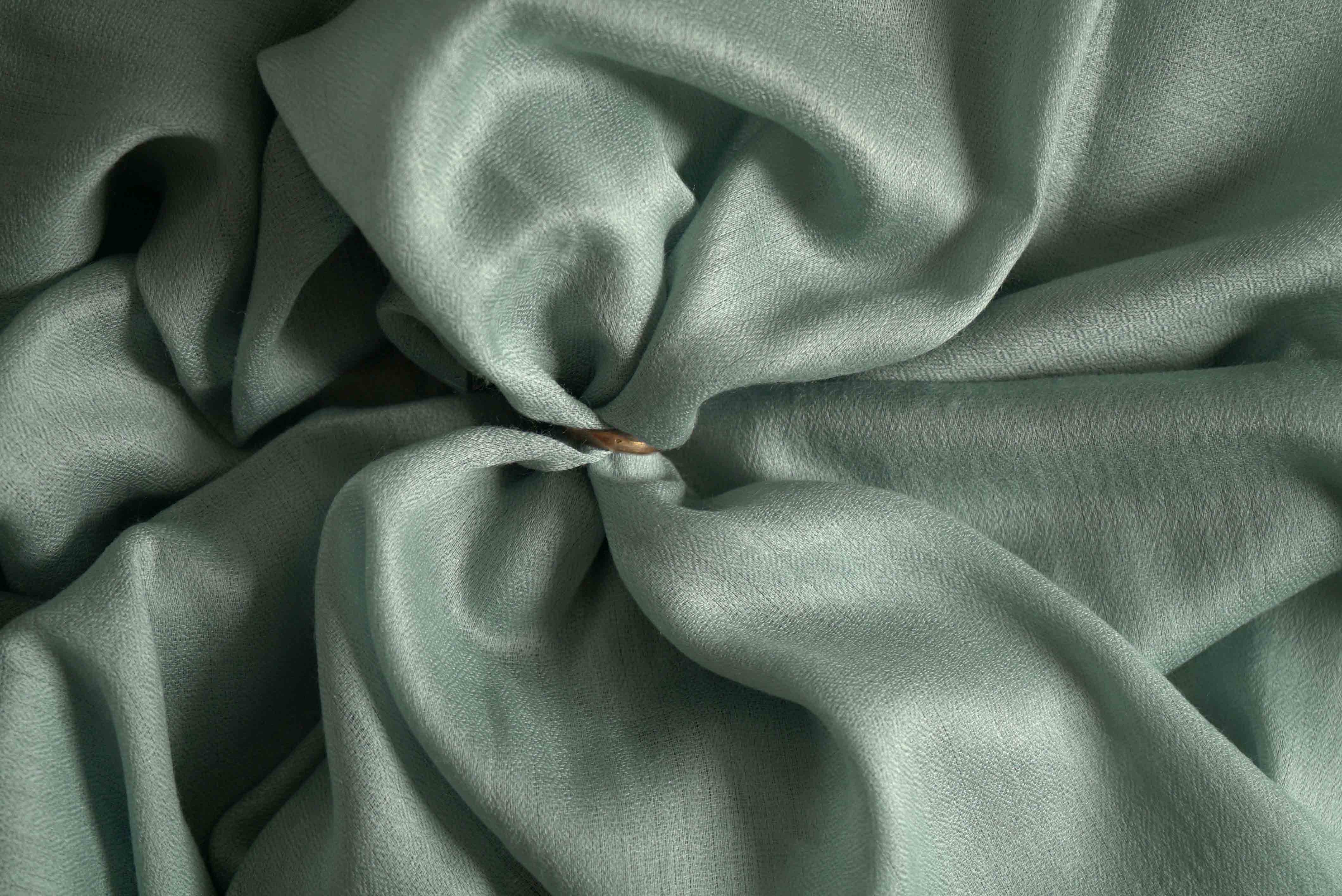 Pashmina 100% cachemire tissage oeil d'oiseau - Bleu vert d'eau