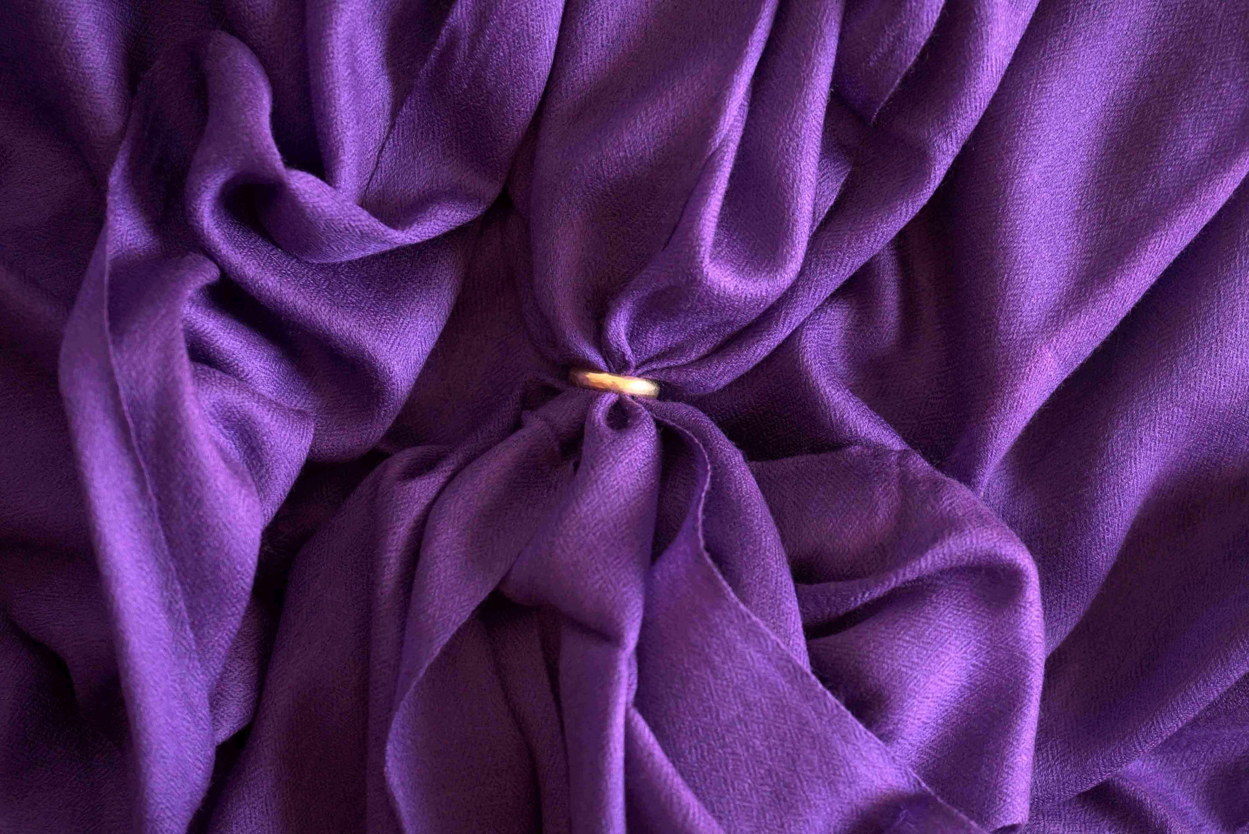 Pashmina 100% cachemire tissage oeil d'oiseau - Violet