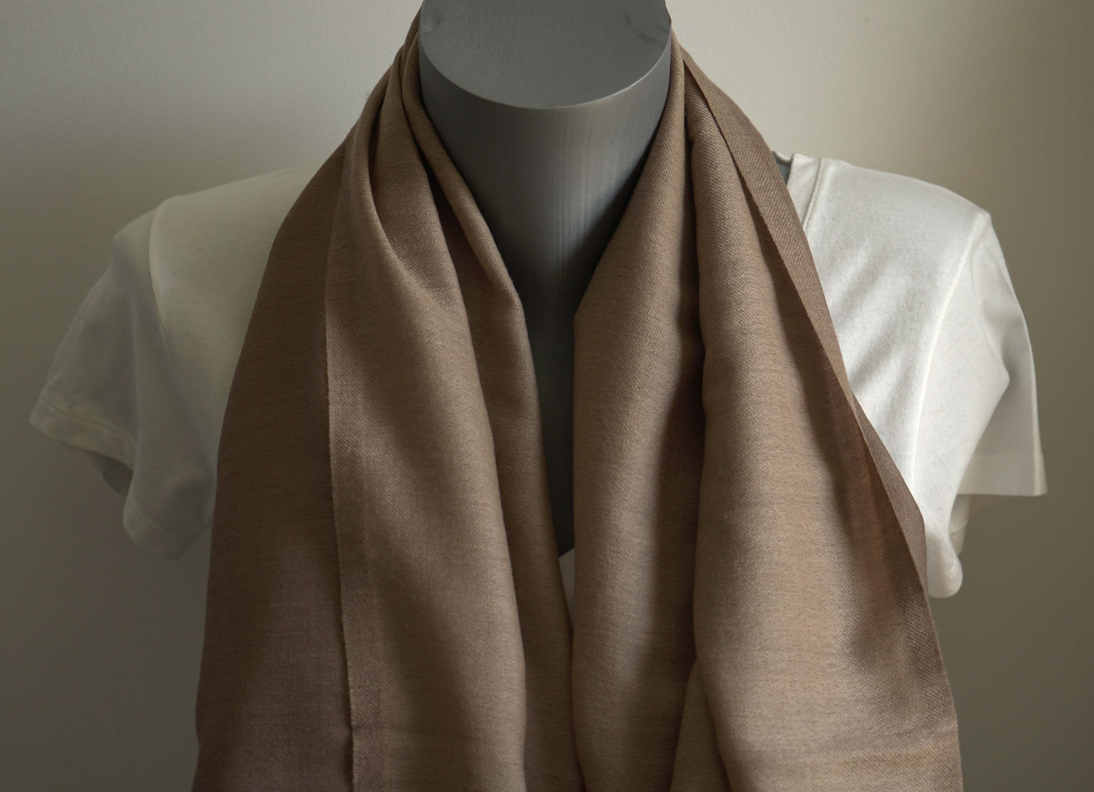 Pashmina 100% cachemire bicolore - Naturel