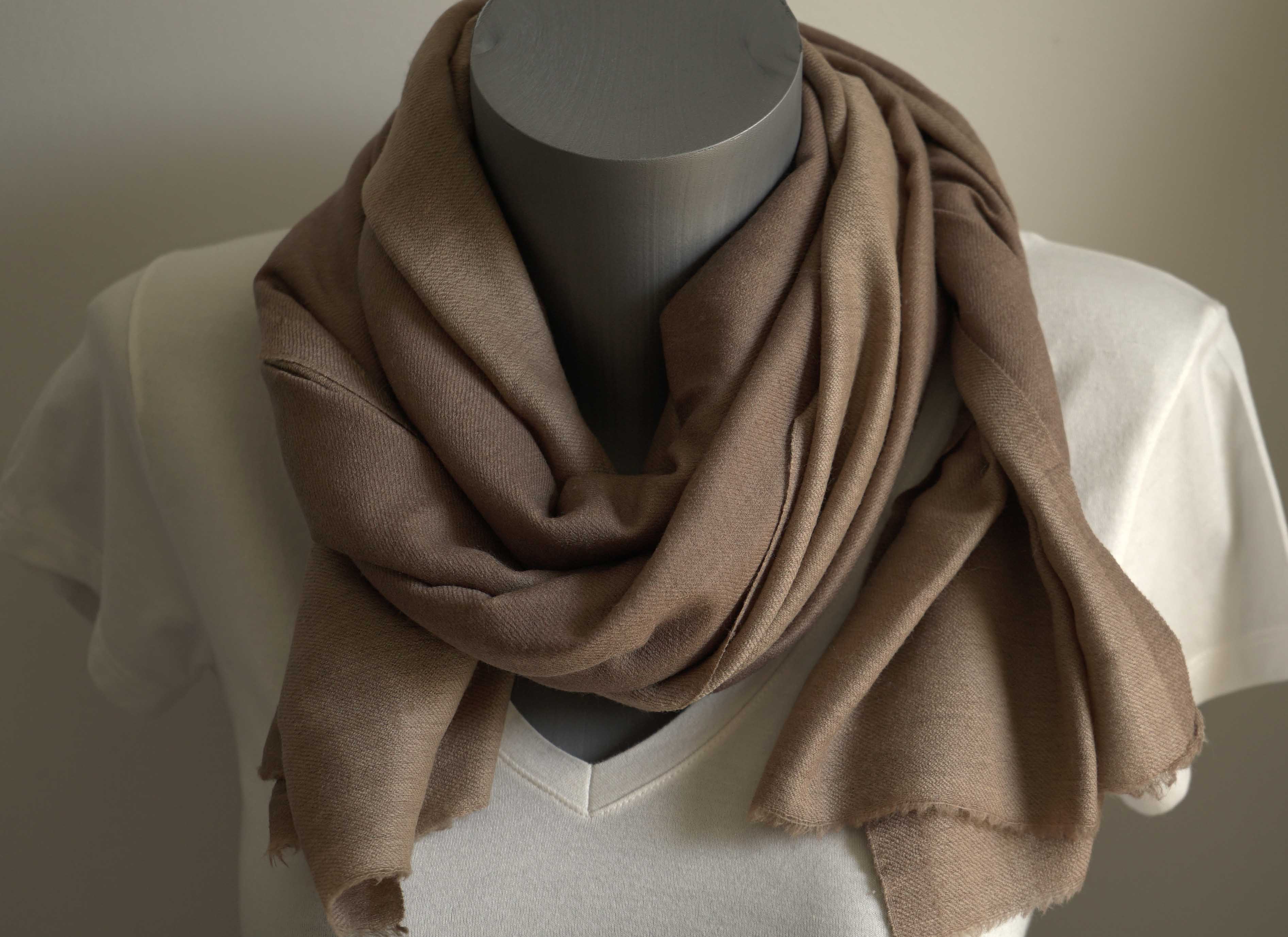 Pashmina 100% cachemire bicolore - Naturel