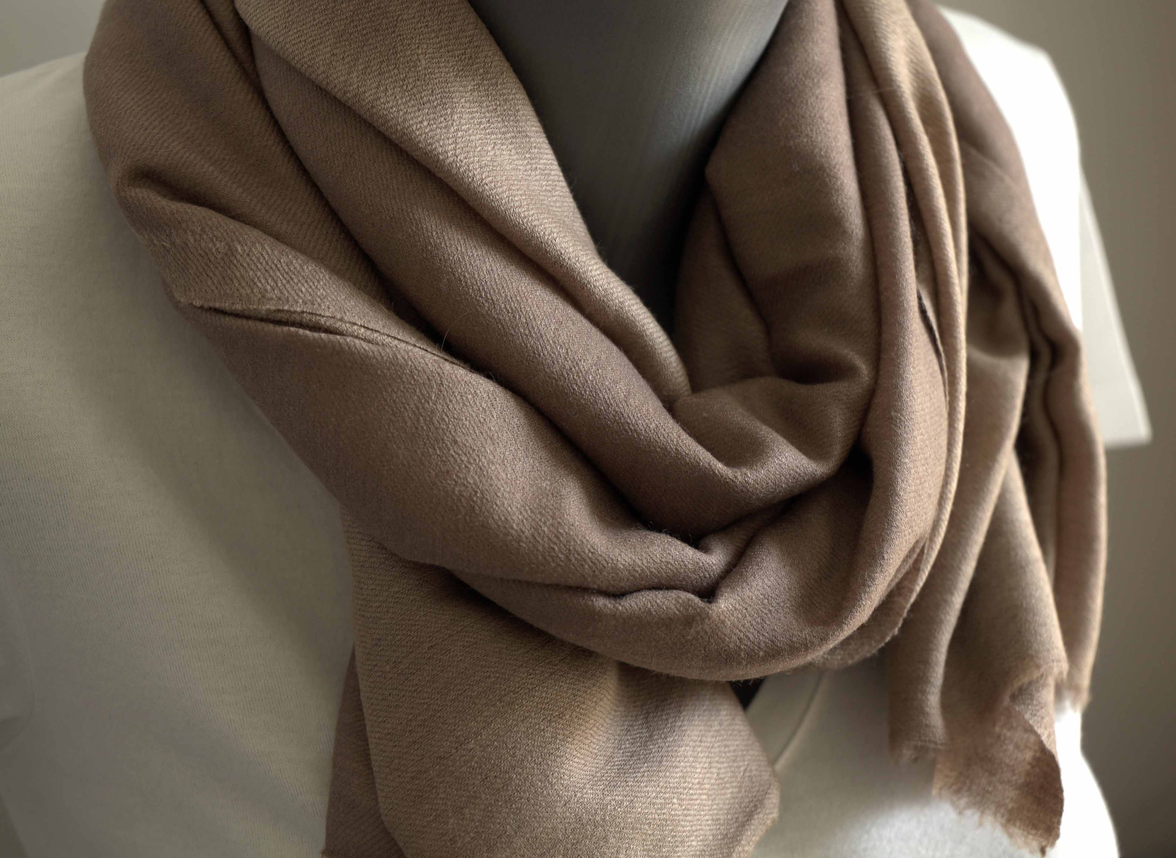 Pashmina 100% cachemire bicolore - Naturel