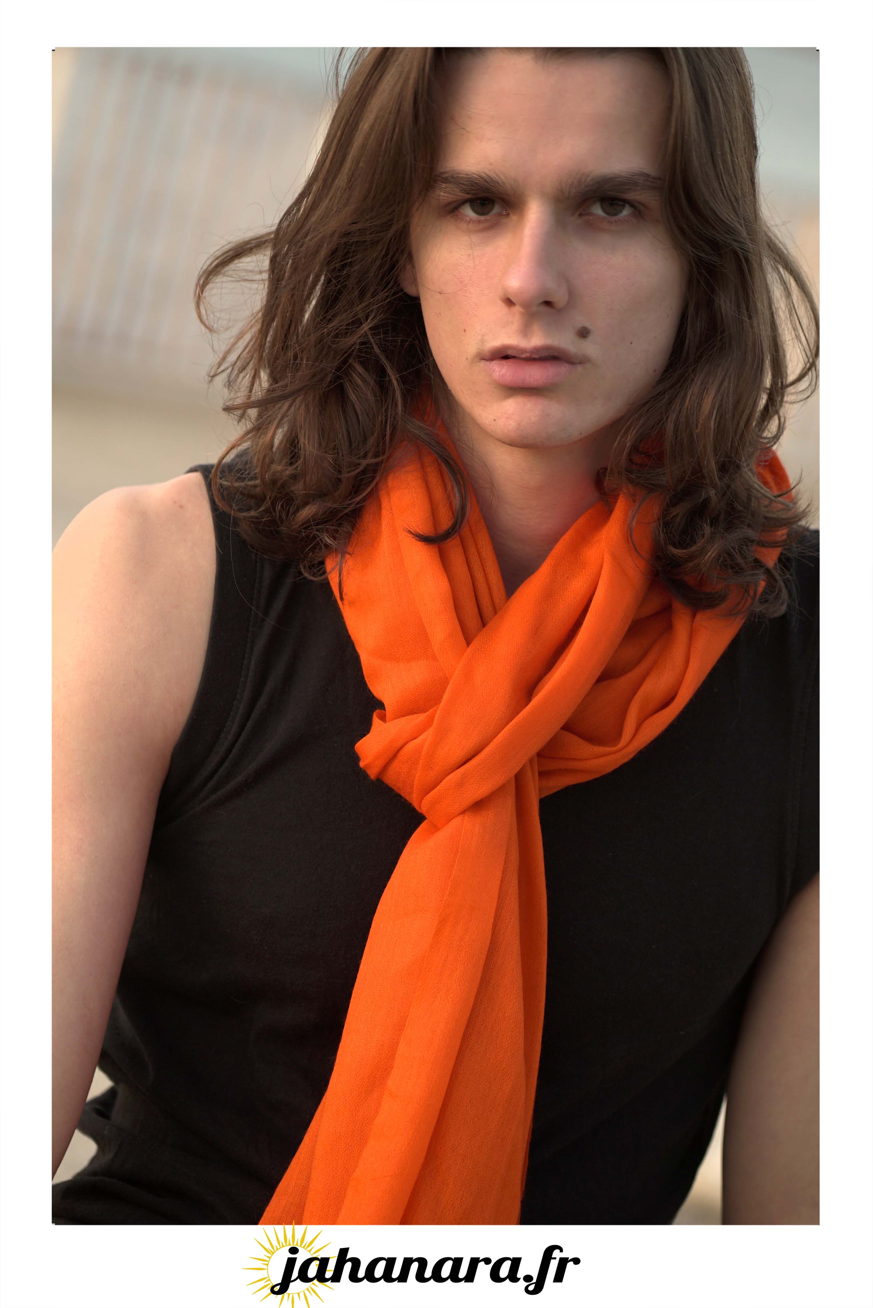 Pashmina 100% cachemire tissage oeil d'oiseau - Orange