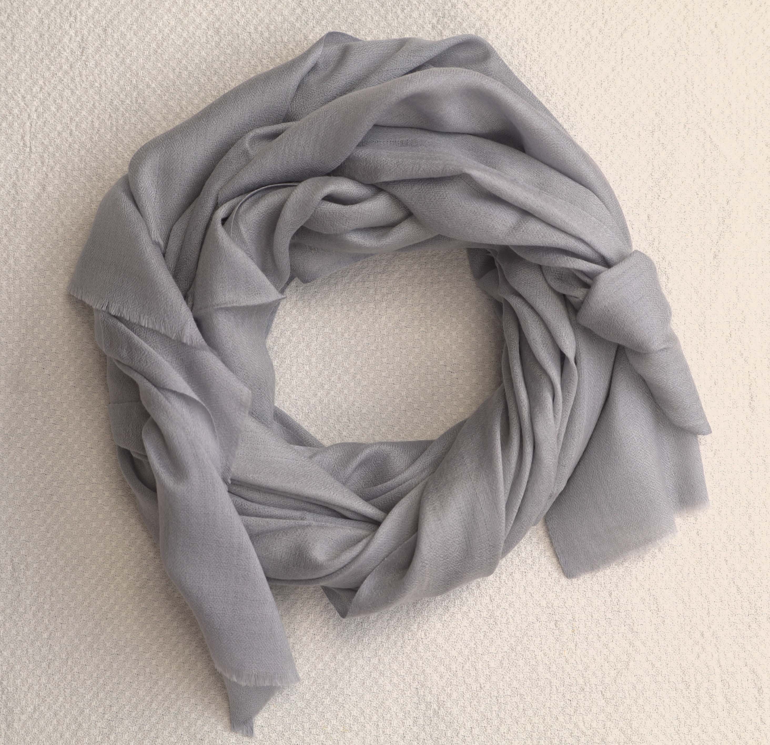 Pashmina 100% cachemire tissage oeil d'oiseau - Gris clair