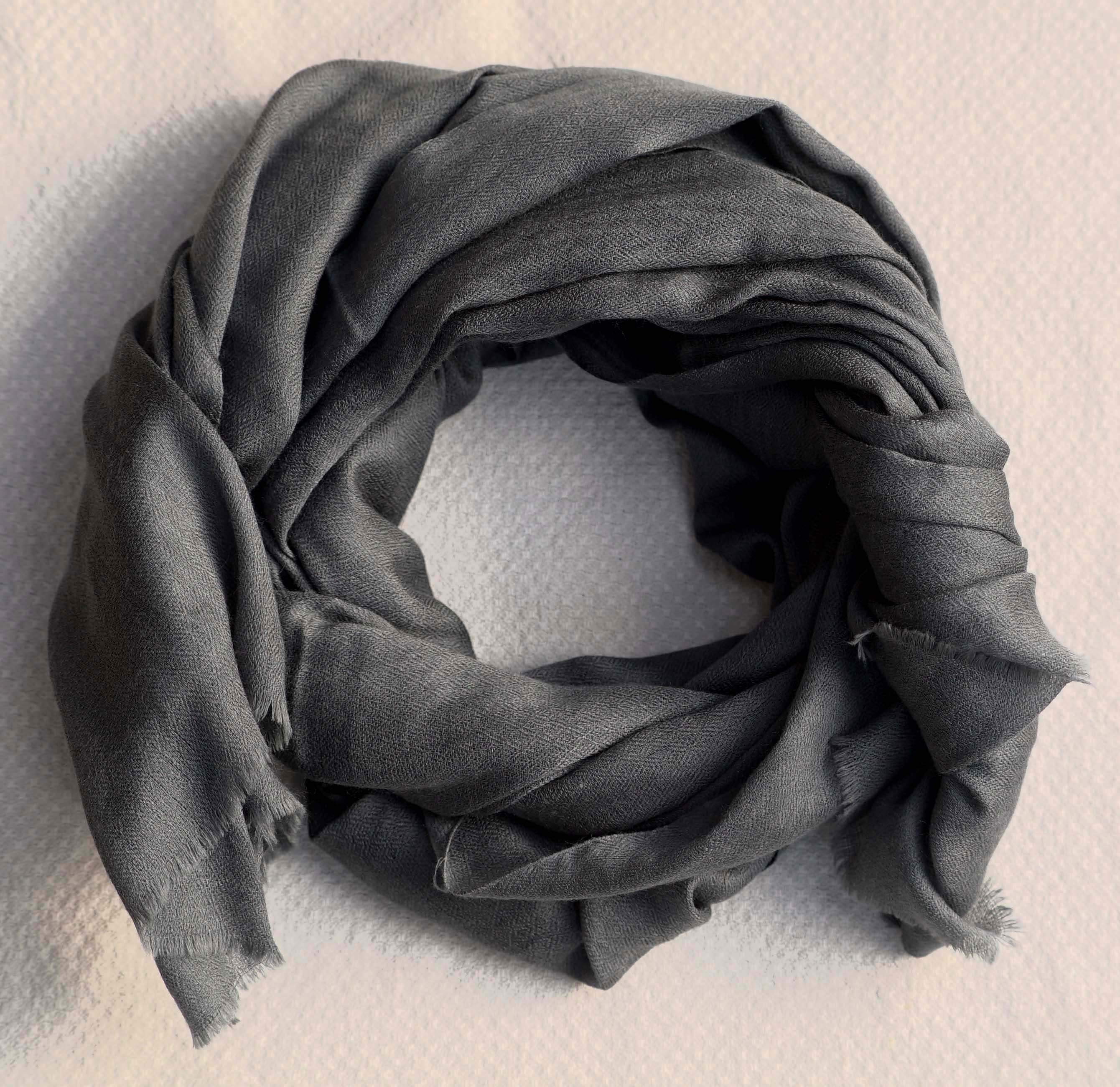 Pashmina 100% cachemire tissage oeil d'oiseau - Gris Zinc