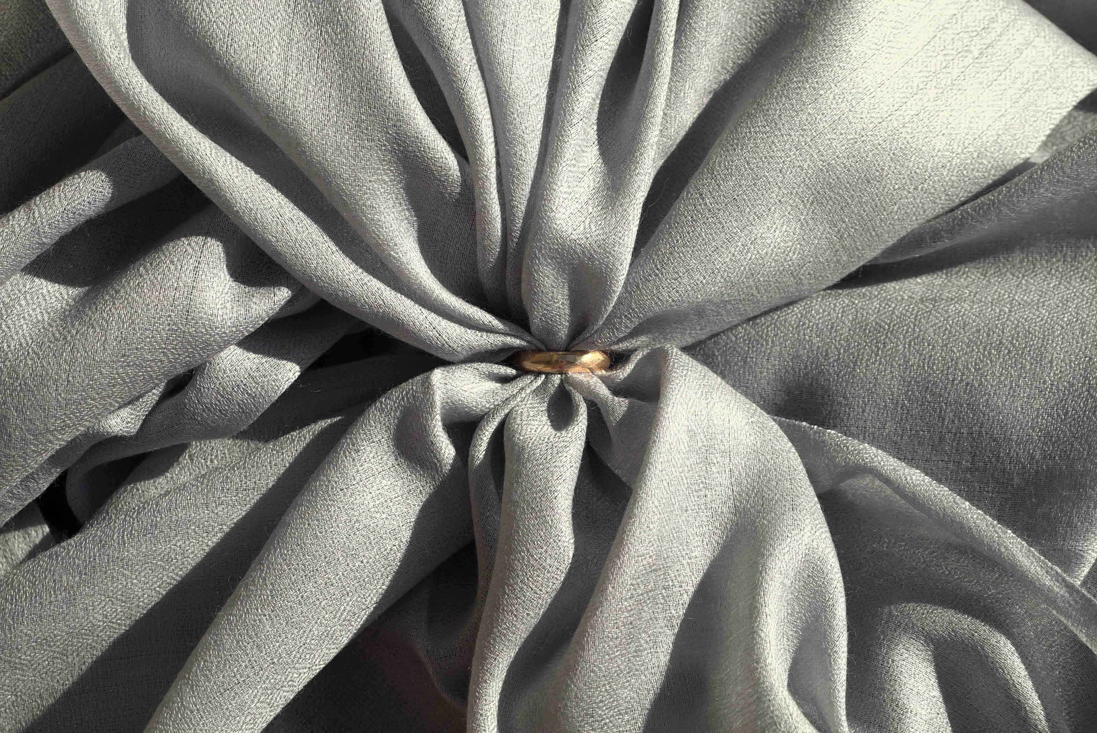 Pashmina 100% cachemire tissage oeil d'oiseau - Gris clair