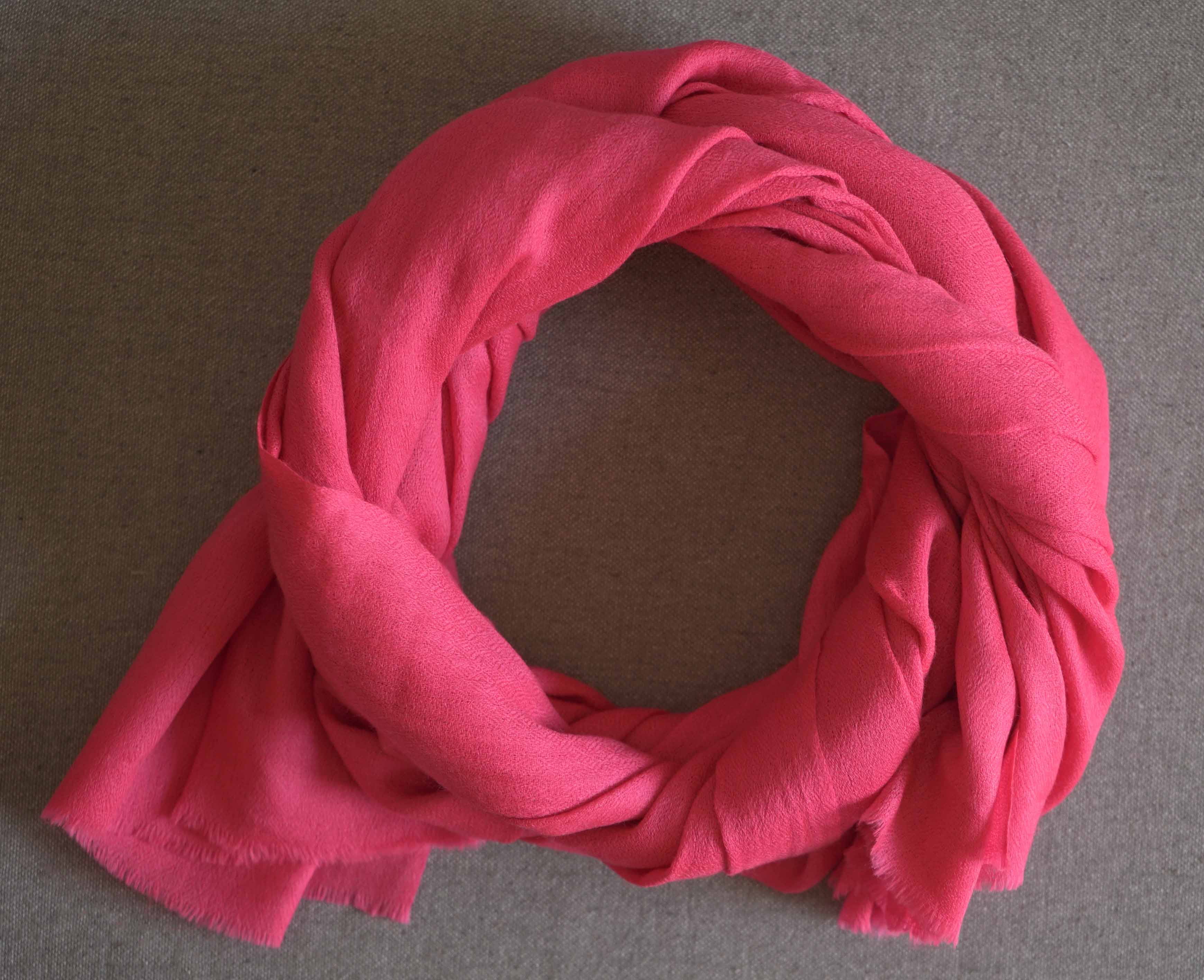 Pashmina 100% cachemire tissage oeil d'oiseau - Rose fuchsia