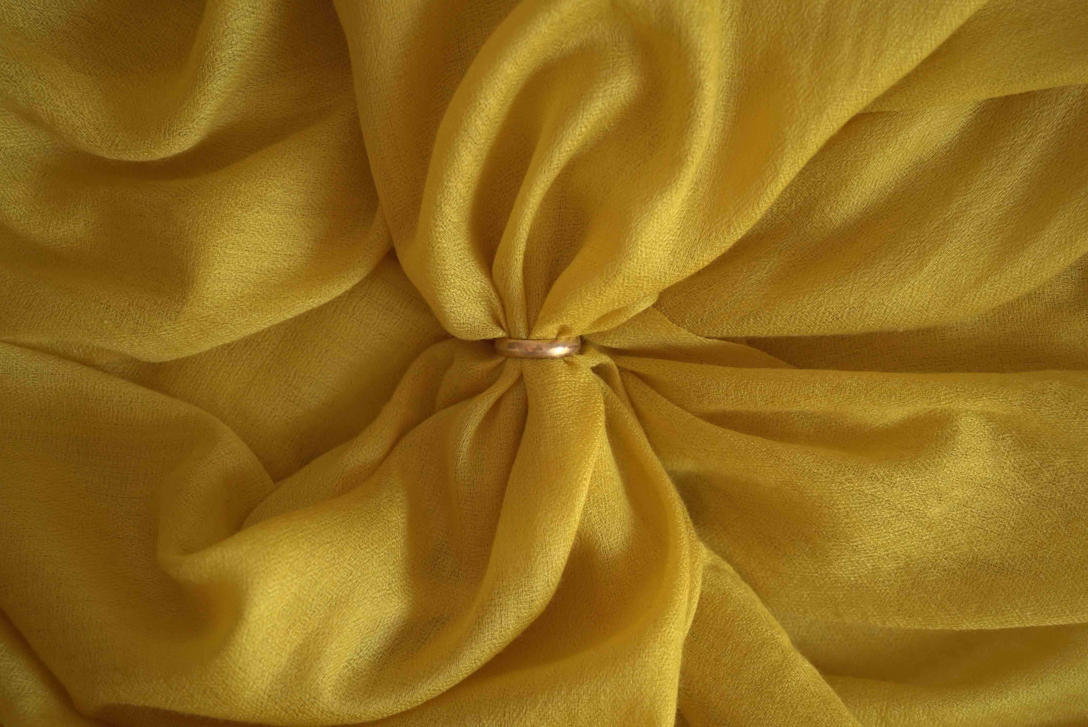 Pashmina 100% cachemire tissage oeil d'oiseau - Jaune