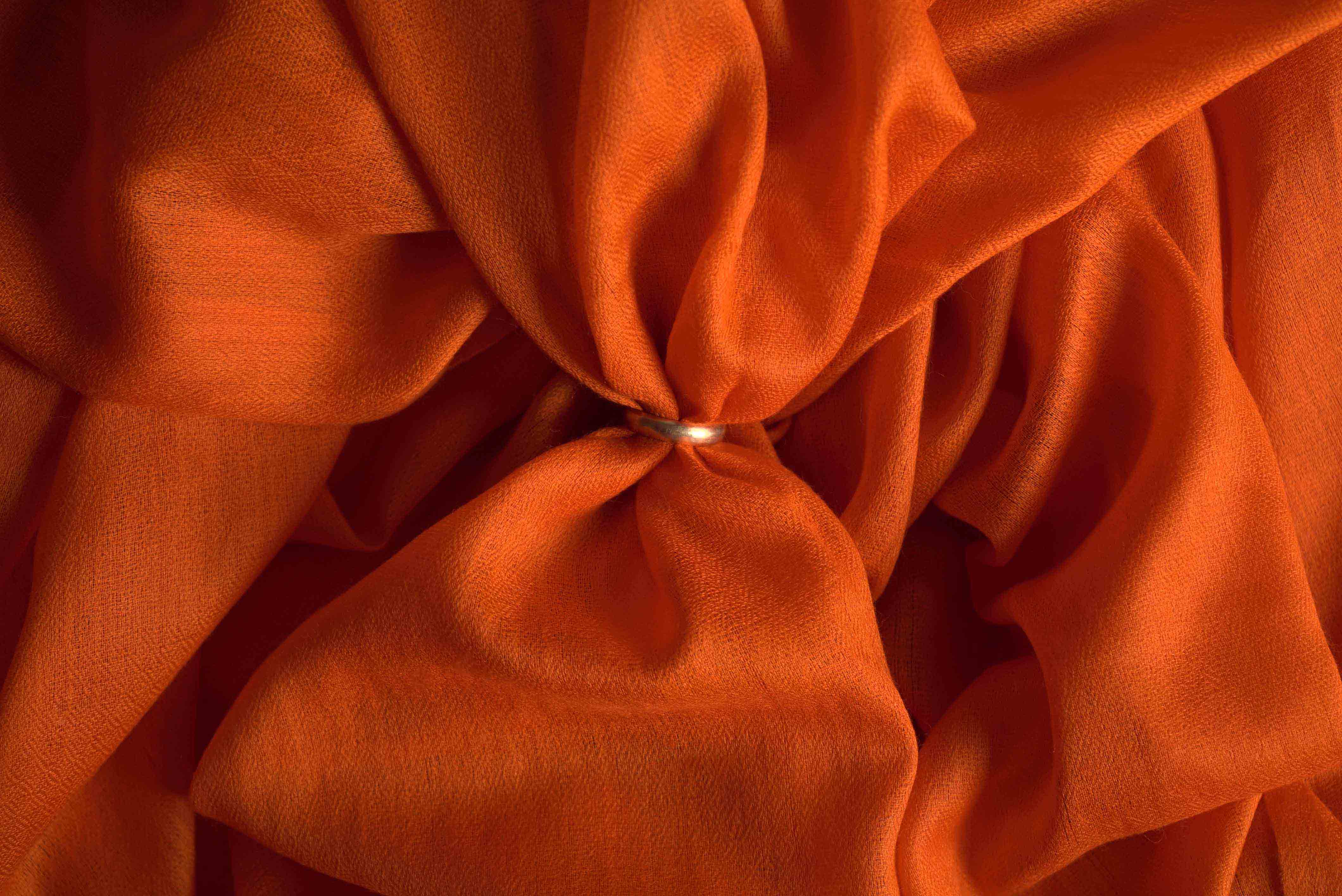 Pashmina 100% cachemire tissage oeil d'oiseau - Orange