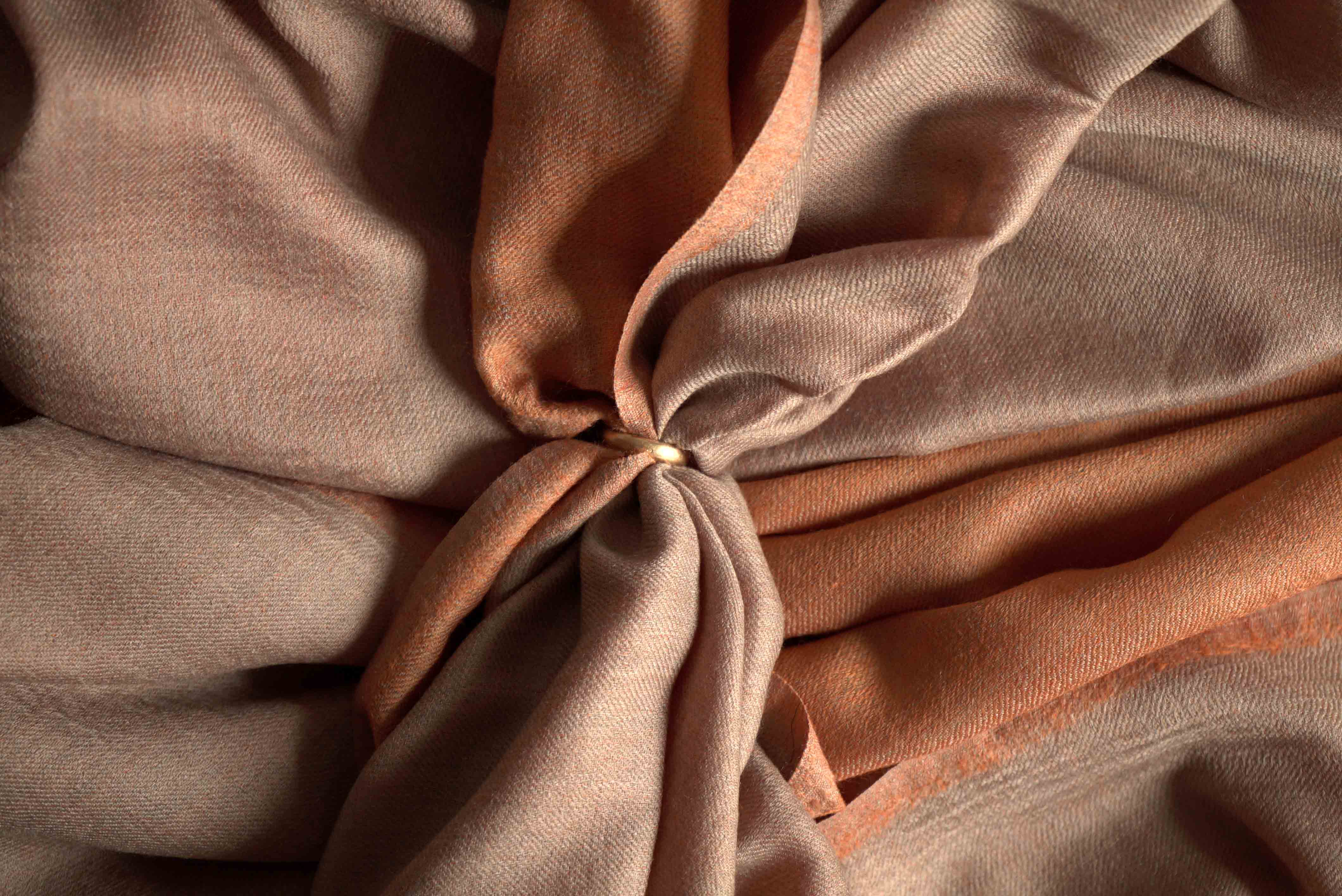 Pashmina 100% cachemire bicolore - Orange et beige