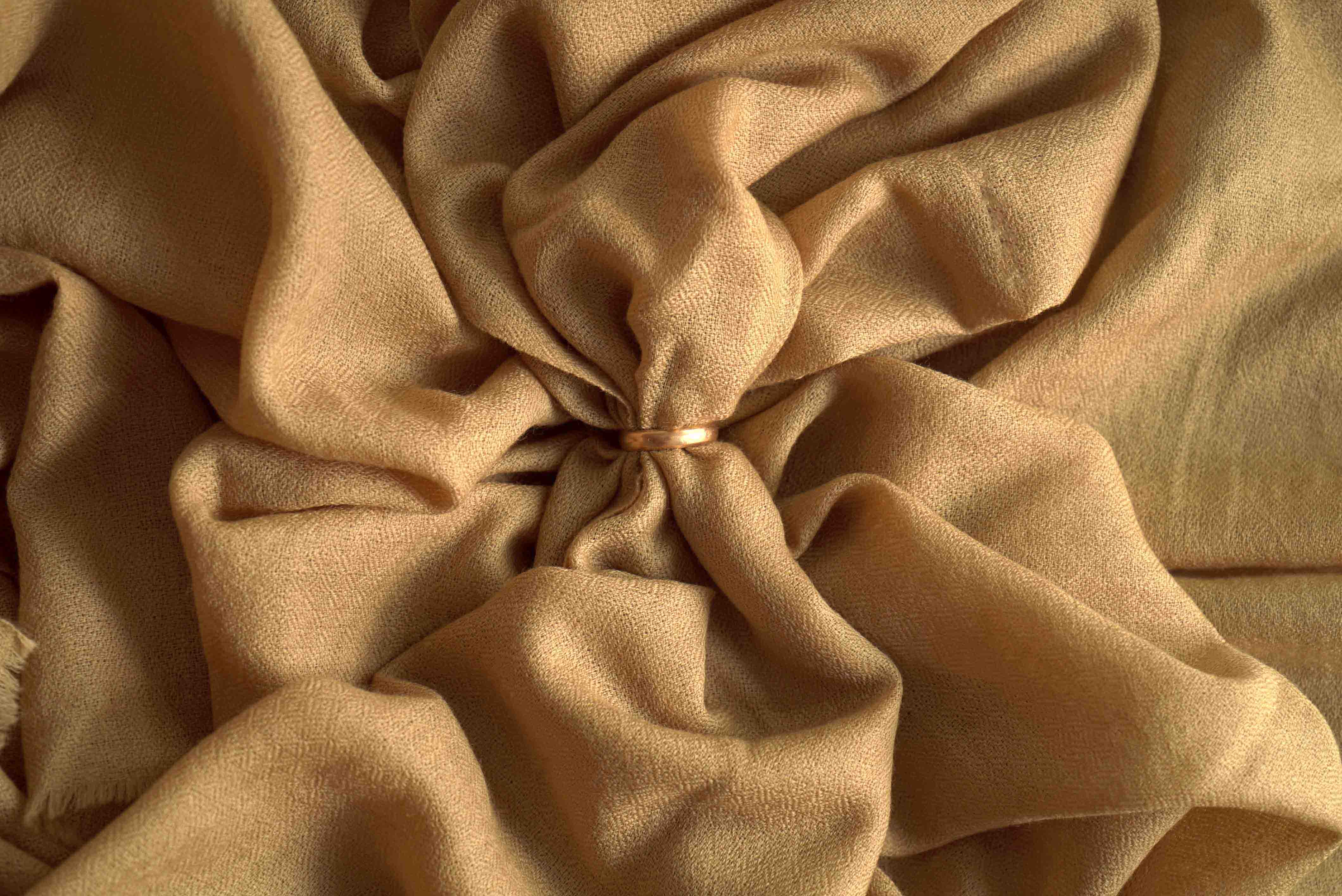 Pashmina 100% cachemire tissage oeil d'oiseau -Beige