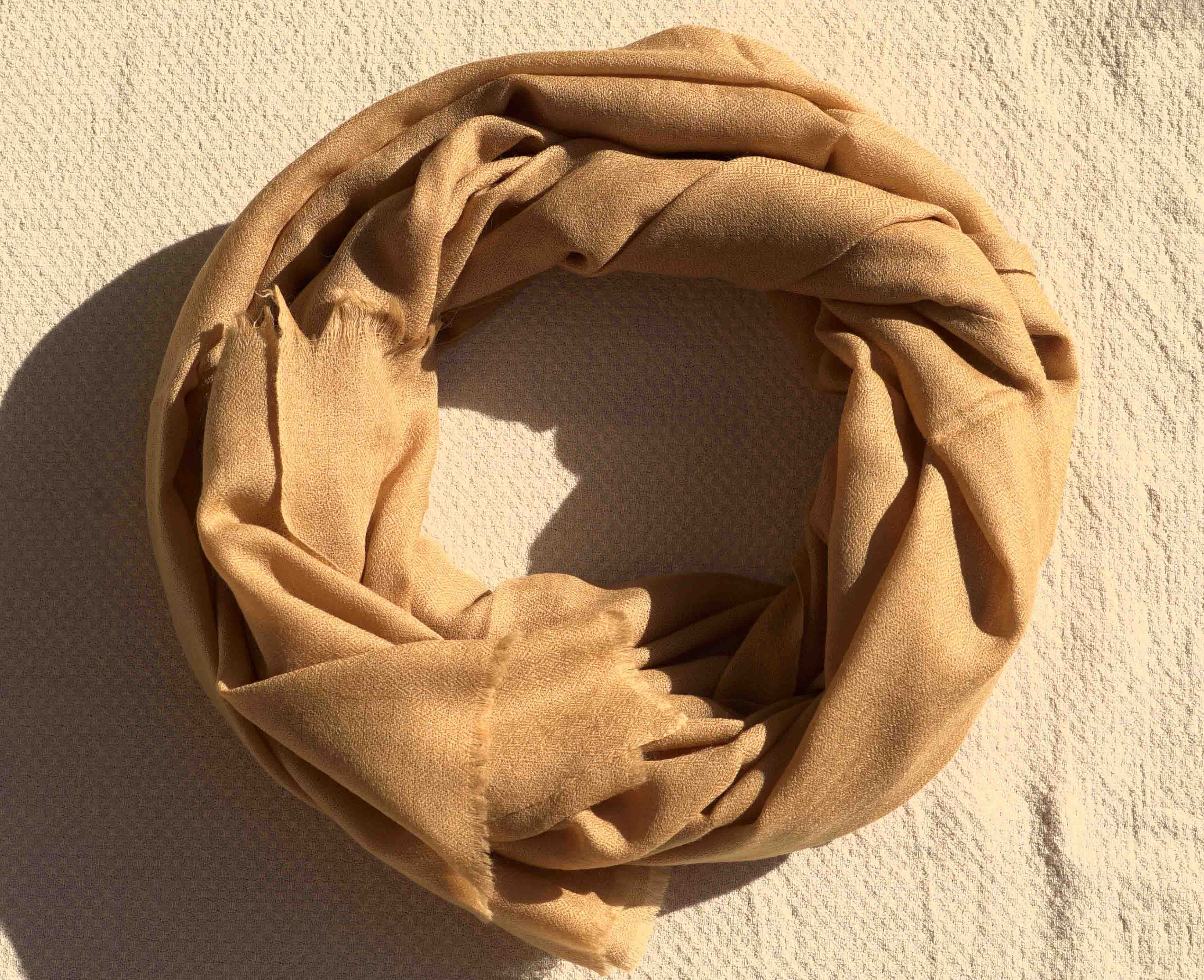 Pashmina 100% cachemire tissage oeil d'oiseau -Beige