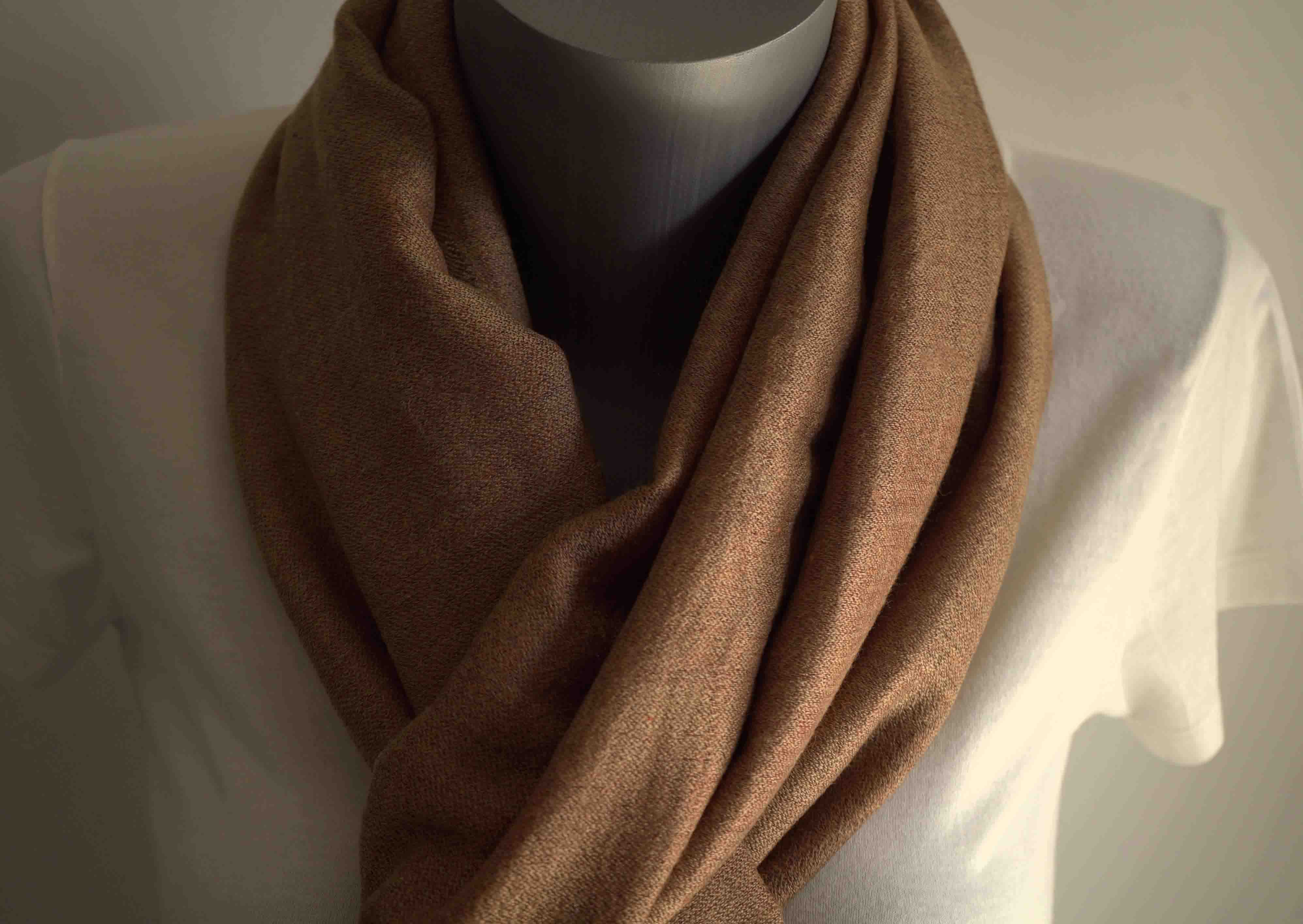 Pashmina 100% cachemire bicolore - Orange et marron