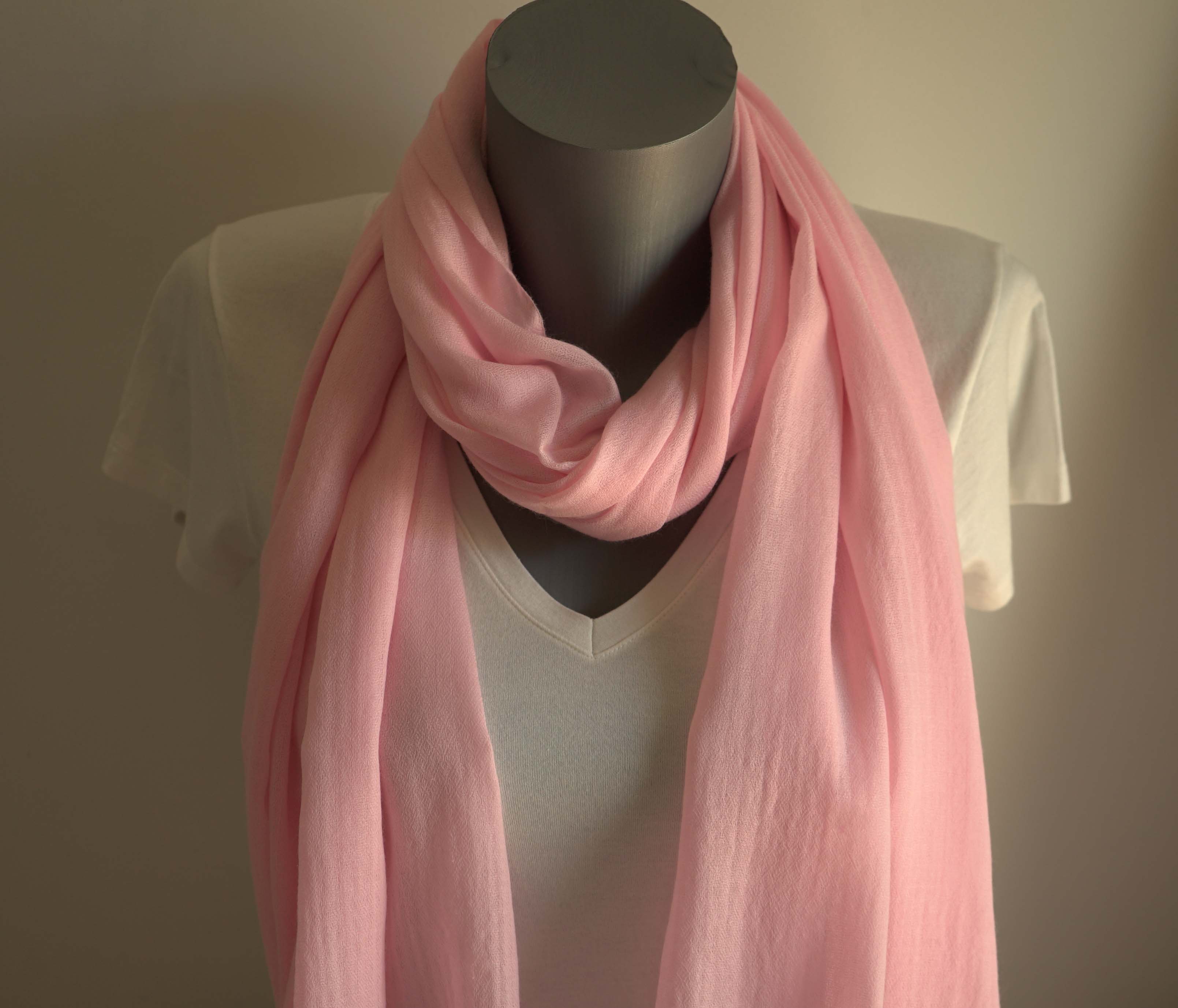 Pashmina 100% cachemire tissage oeil d'oiseau - Rose pâle