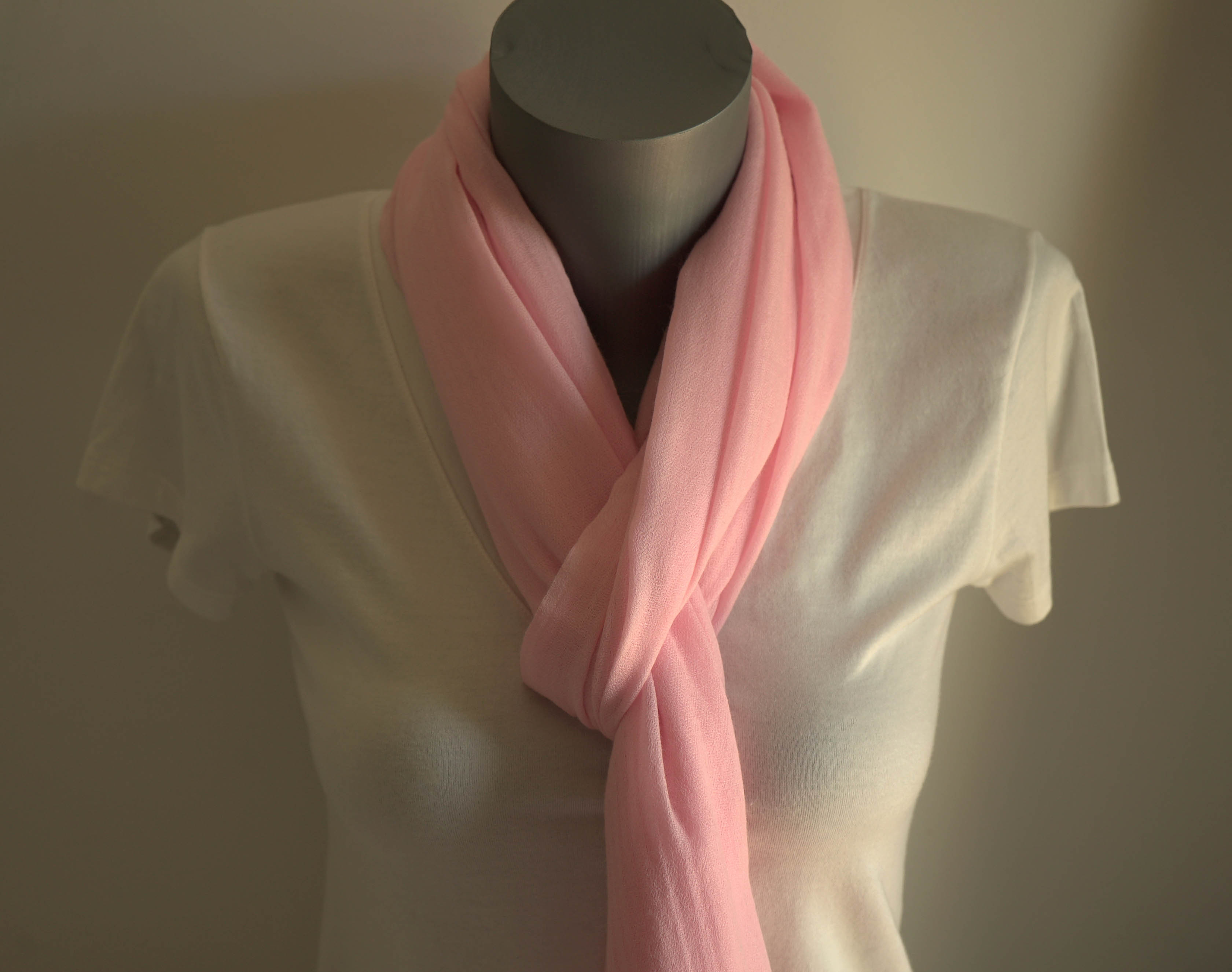 Pashmina 100% cachemire tissage oeil d'oiseau - Rose pâle