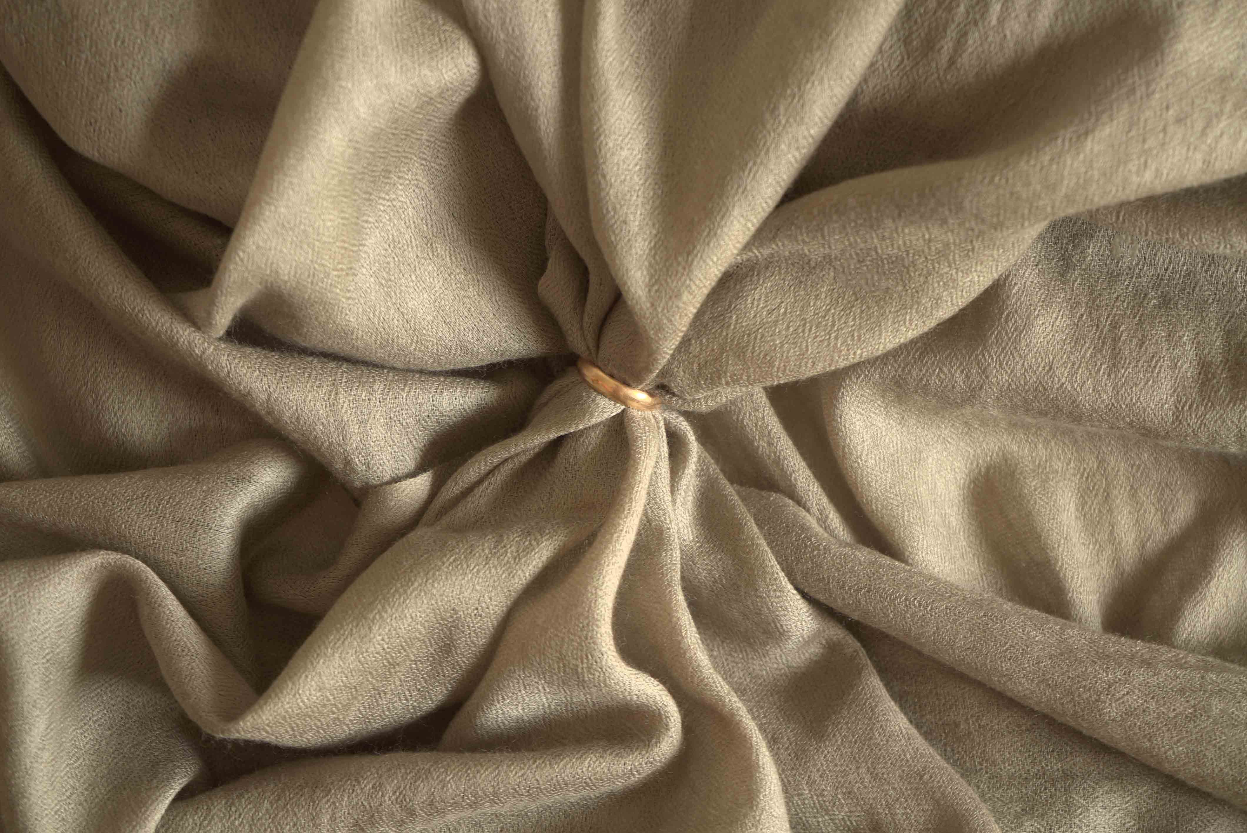 Pashmina 100% cachemire tissage oeil d'oiseau - Taupe