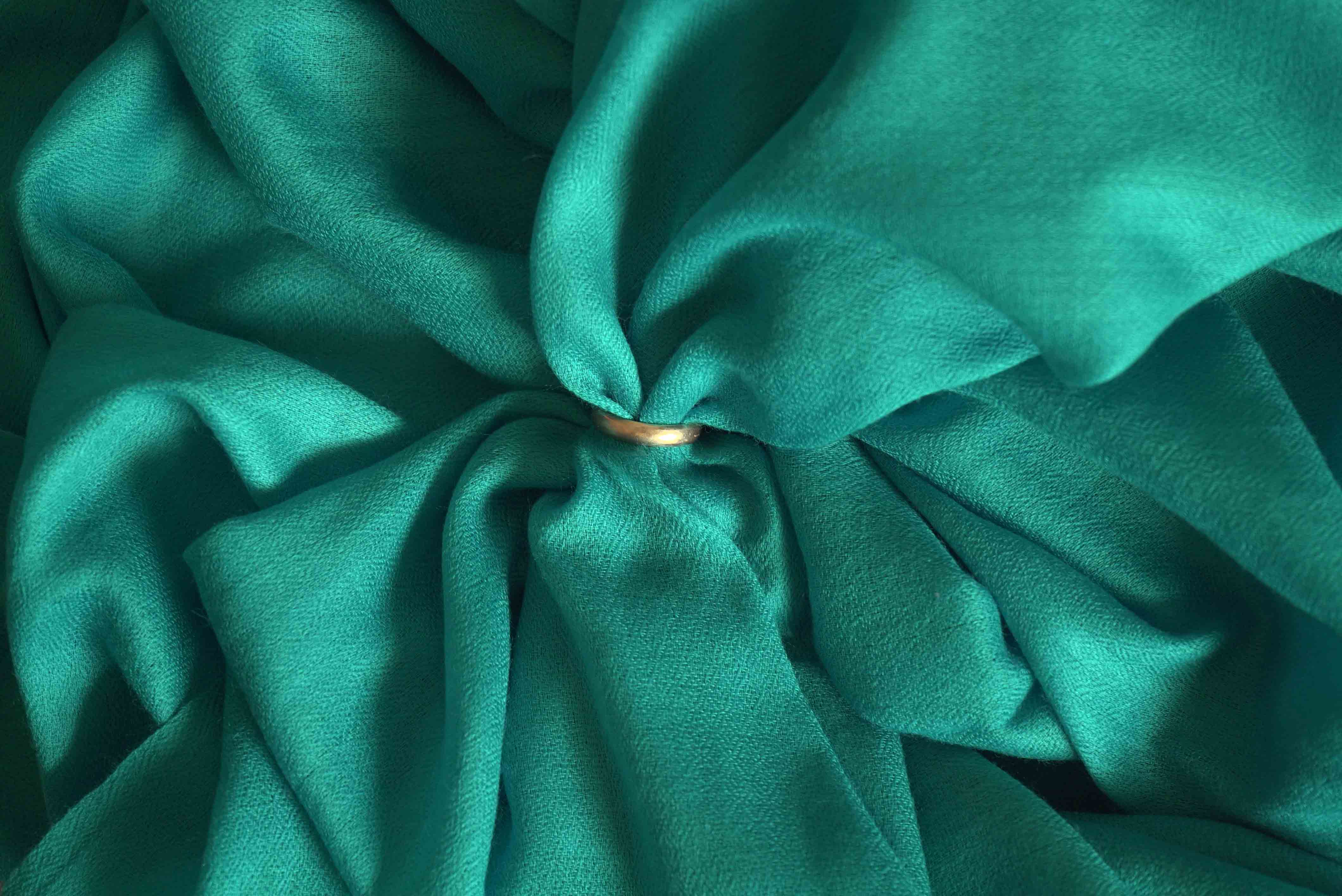 Pashmina 100% cachemire tissage oeil d'oiseau - Turquoise