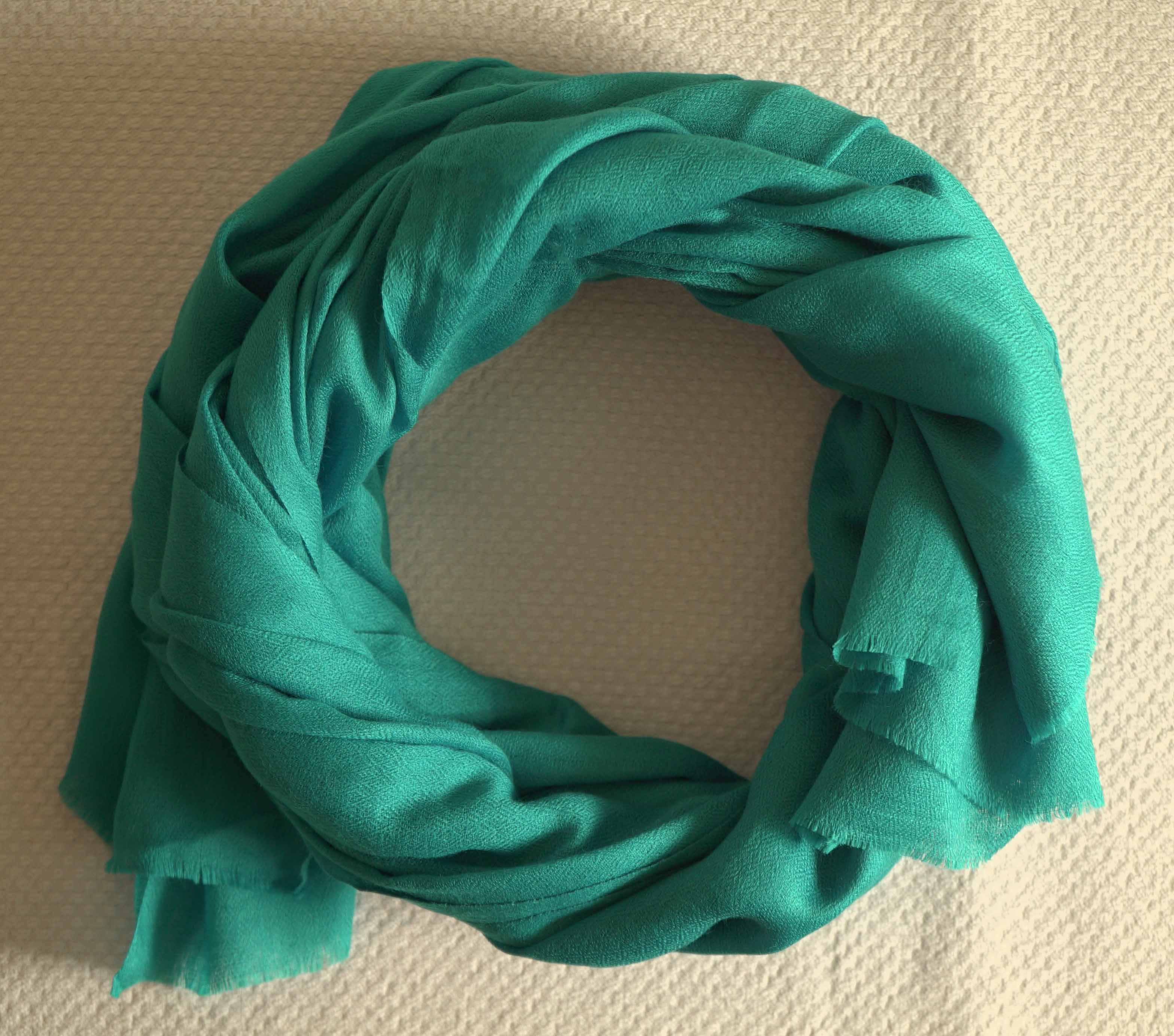 Pashmina 100% cachemire tissage oeil d'oiseau - Turquoise