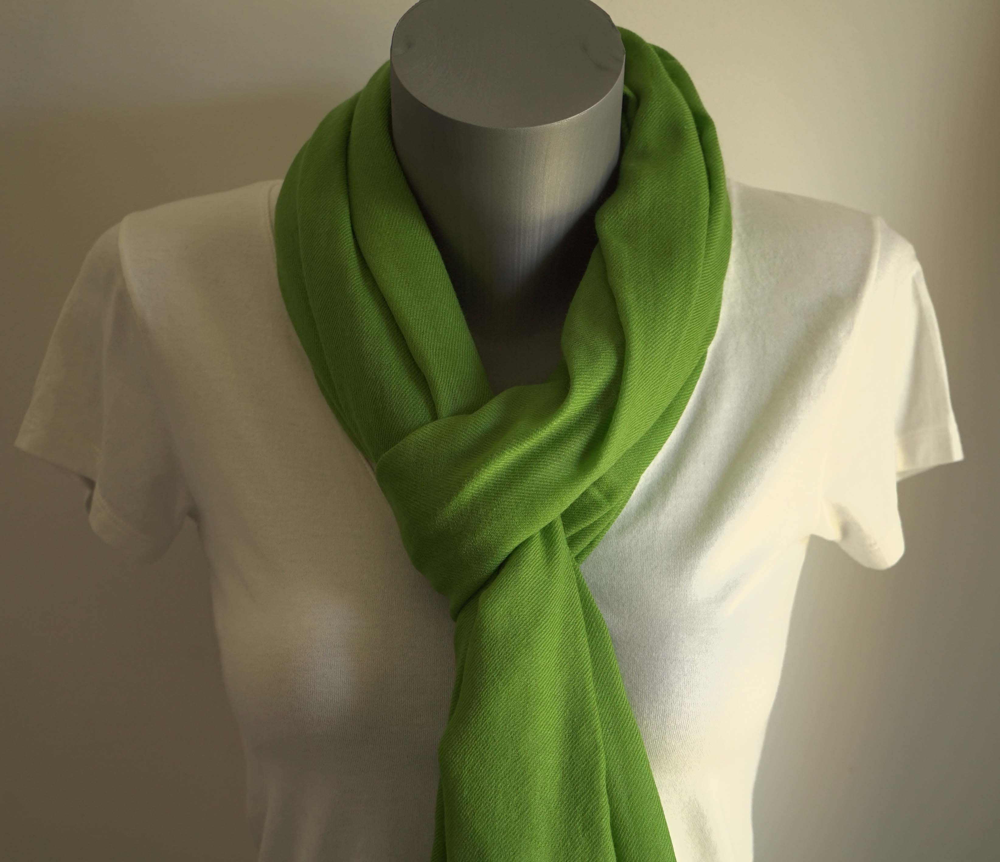 Pashmina 100% cachemire tissage oeil d'oiseau - Vert