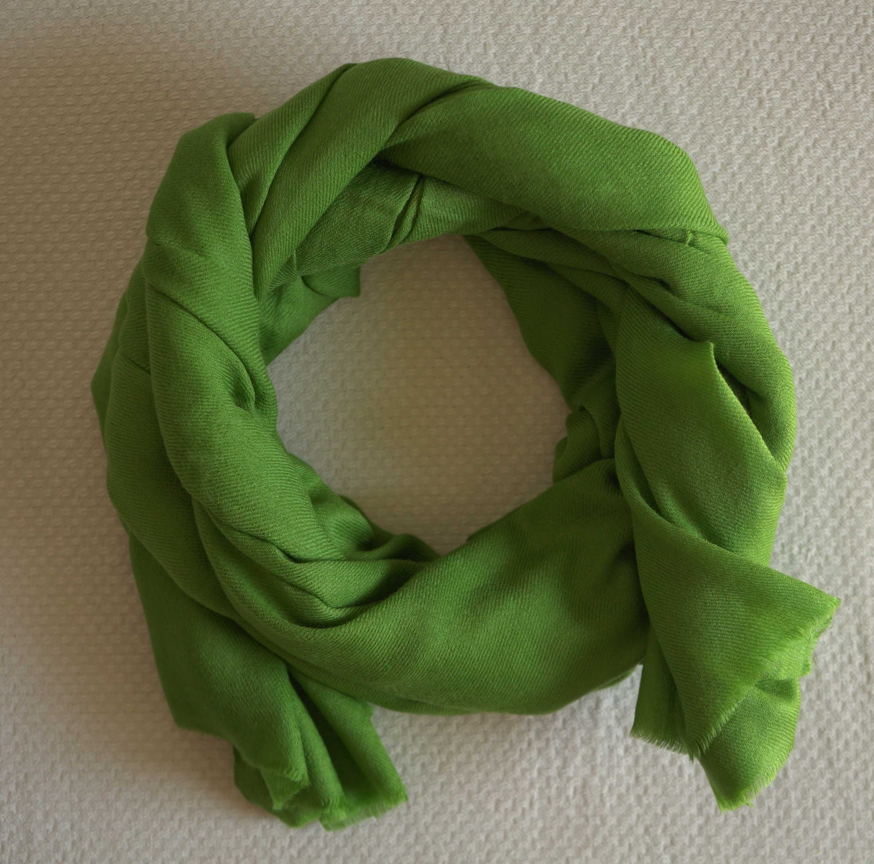 Pashmina 100% cachemire tissage oeil d'oiseau - Vert