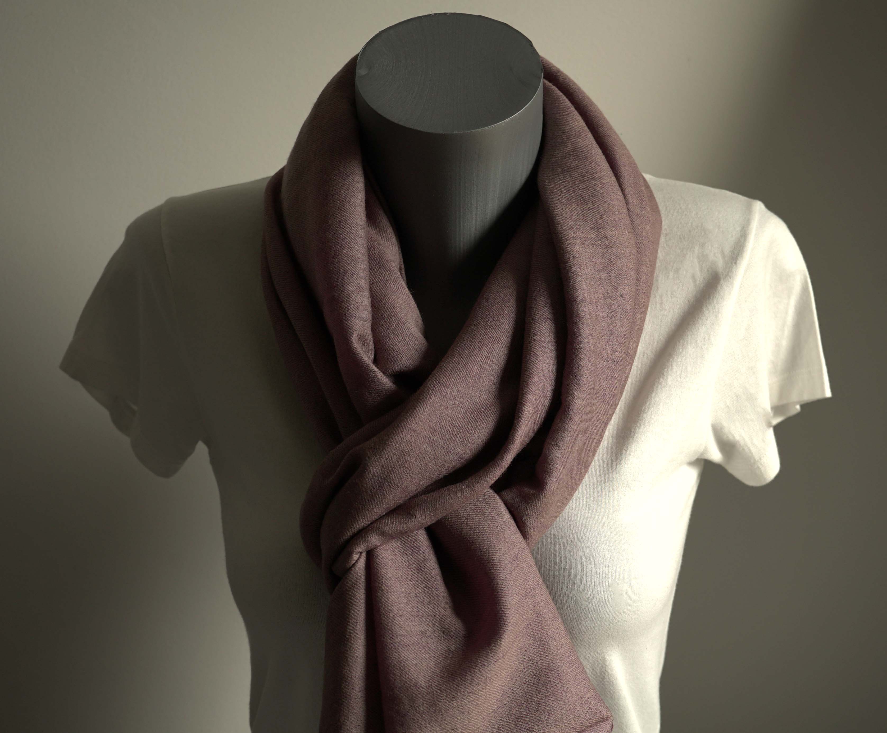 Pashmina 100% cachemire bicolore - Violet et nude