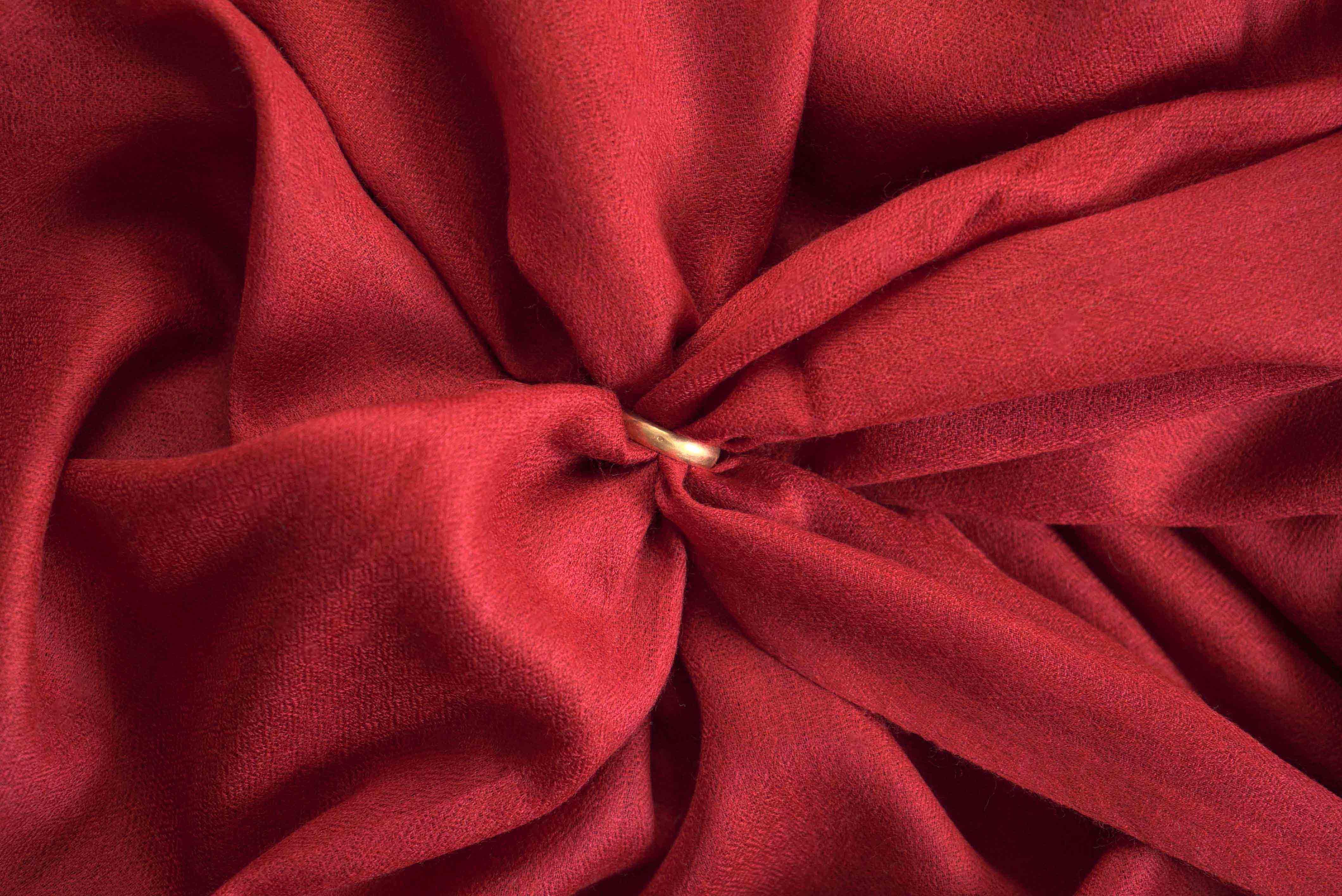 Pashmina 100% cachemire tissage oeil d'oiseau - Rouge