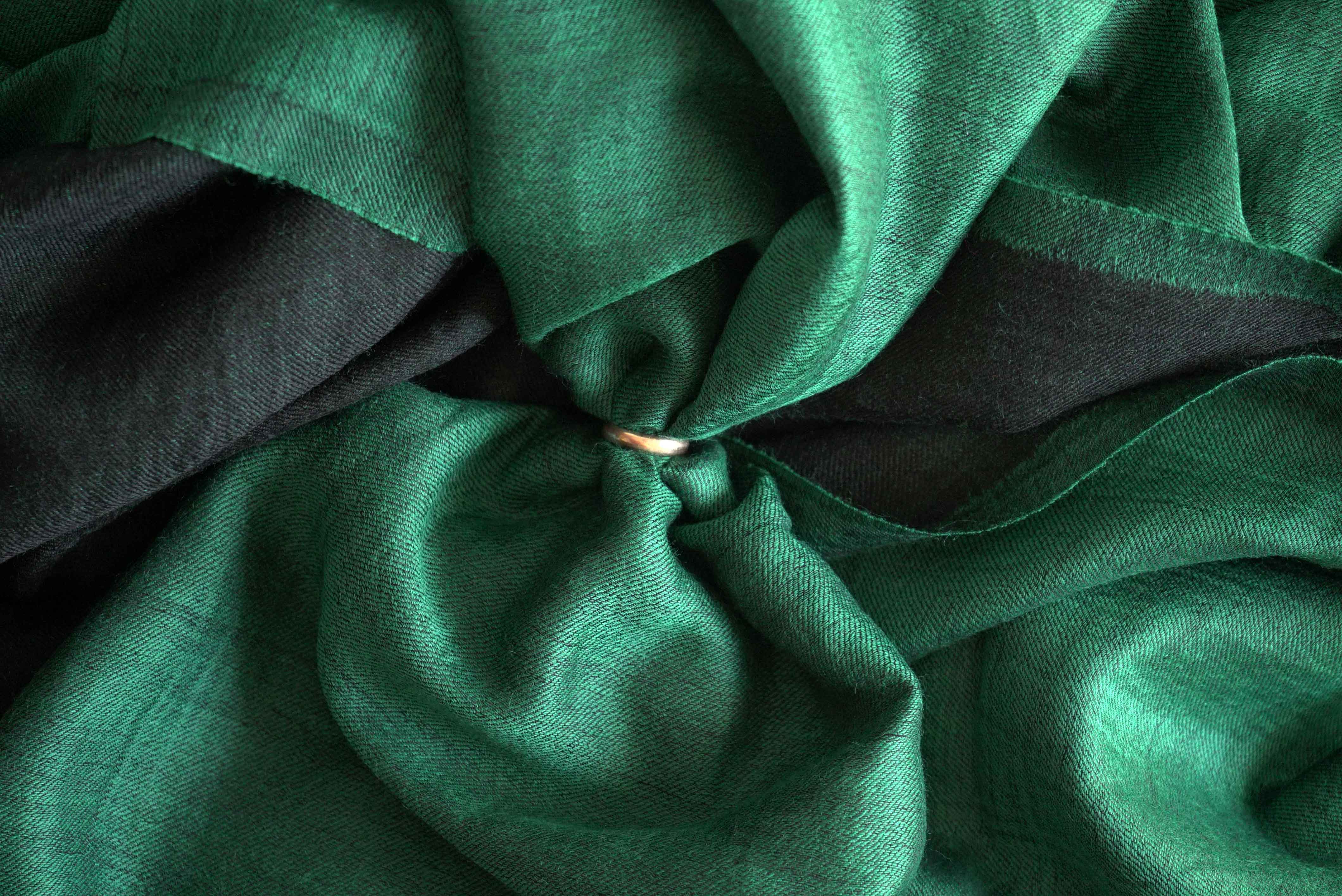 Pashmina 100% cachemire bicolore - Vert et noir